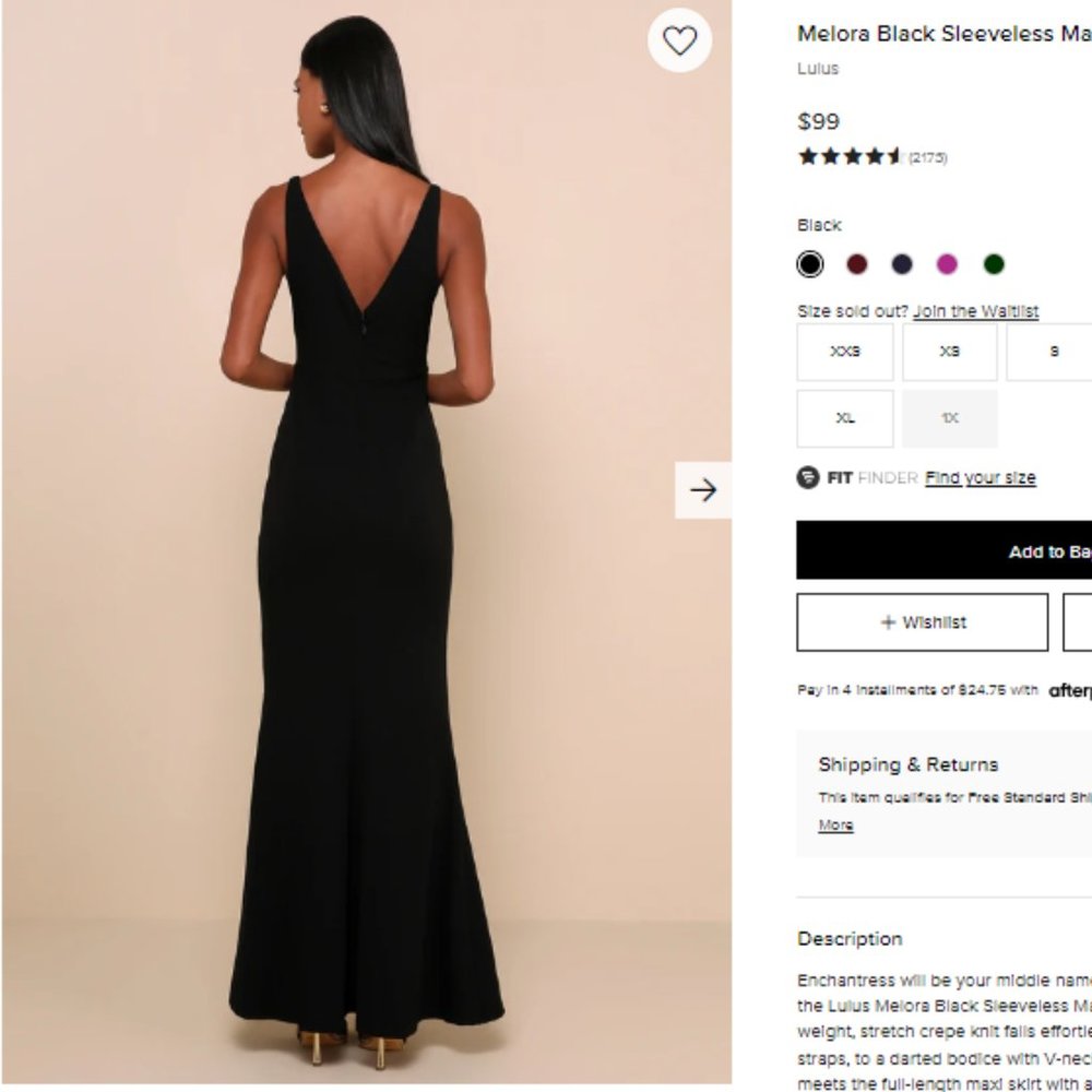 Lulu's Black Sleeveless Maxi Dress - V-Back Evening Gown